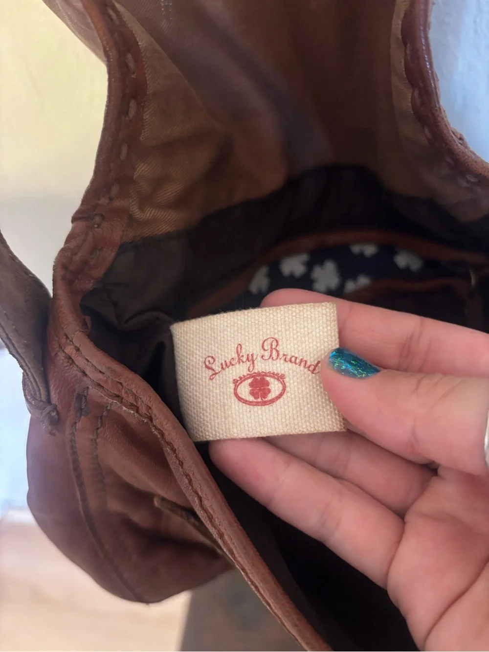 Lucky brand Italian  leather Crossbody Bag in Brown